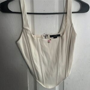 cream zip up corset